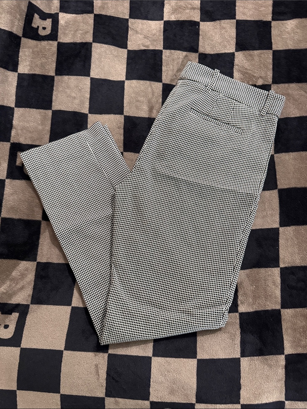 Calvin Klein Black and White Micro-Check Women's Trousers